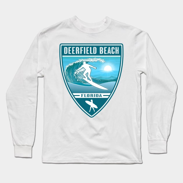 Surf Deerfield Beach Florida Long Sleeve T-Shirt by Jared S Davies